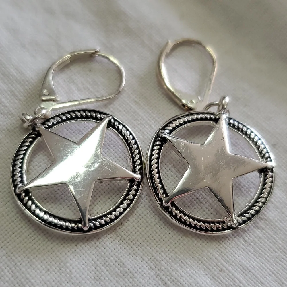 Stainless steel star French‎ hook earrings - Picture 2 of 3